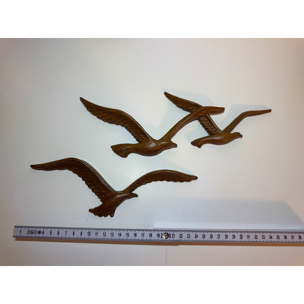Vintage Syroco Homco Faux Wood Flying Birds Wall Decor USA MCM - Picture 2 of 7